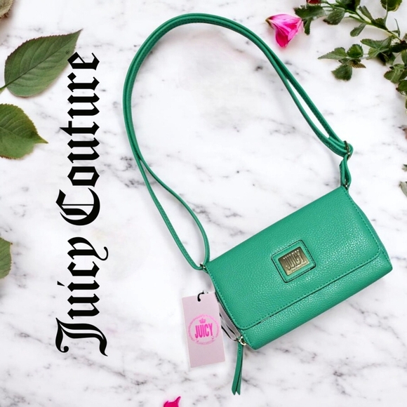 🆕️Juicy Couture Y2K Style Green Crossbody Wallet Bag with Signature Flap Design - Picture 1 of 12